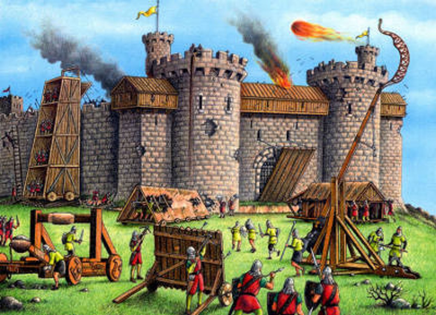 <p>to overwhelm; to surround and attack</p>