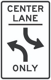 <p>From the center lane, which maneuver(s) can you preform?</p>