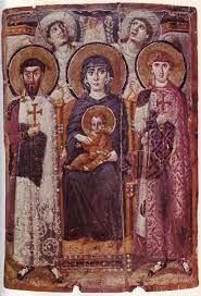 <p>Saint Catherine’s Monastery Christ Icon + Virgin Mary Icon- date, location, culture/era</p>