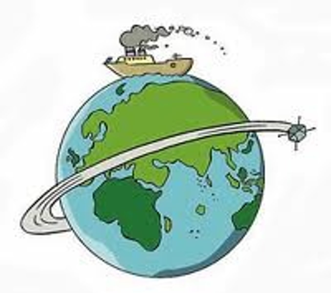 <p>go all the way around the globe</p>