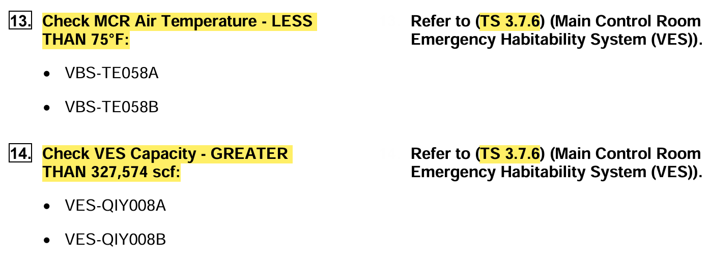 <p><strong>Note:</strong></p><p><strong>Spaces adjacent to MCR are required to be <85°F to satisfy 3.7.6</strong></p>