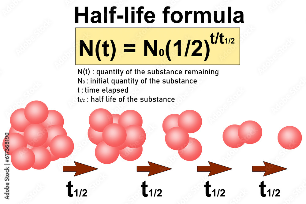 <p><strong>the time required for a quantity (of substance) to reduce to half of its initial value</strong></p>
