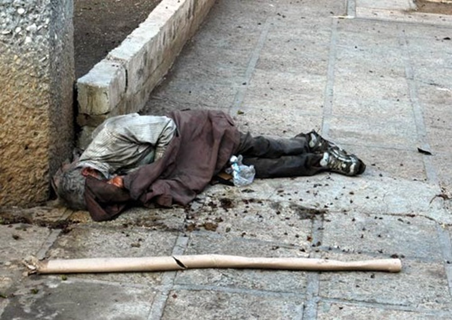 <p>adj. Extremely poor; lacking necessities like food and shelter</p>