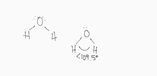 EG: tetrahedral

MG: bent

Bond Angle: <109.5