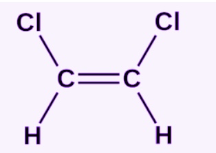 <ul><li><p>note Cl is a placeholder for X</p></li></ul><p>formula is C<sub>2</sub>H<sub>2</sub>X<sub>2</sub></p>