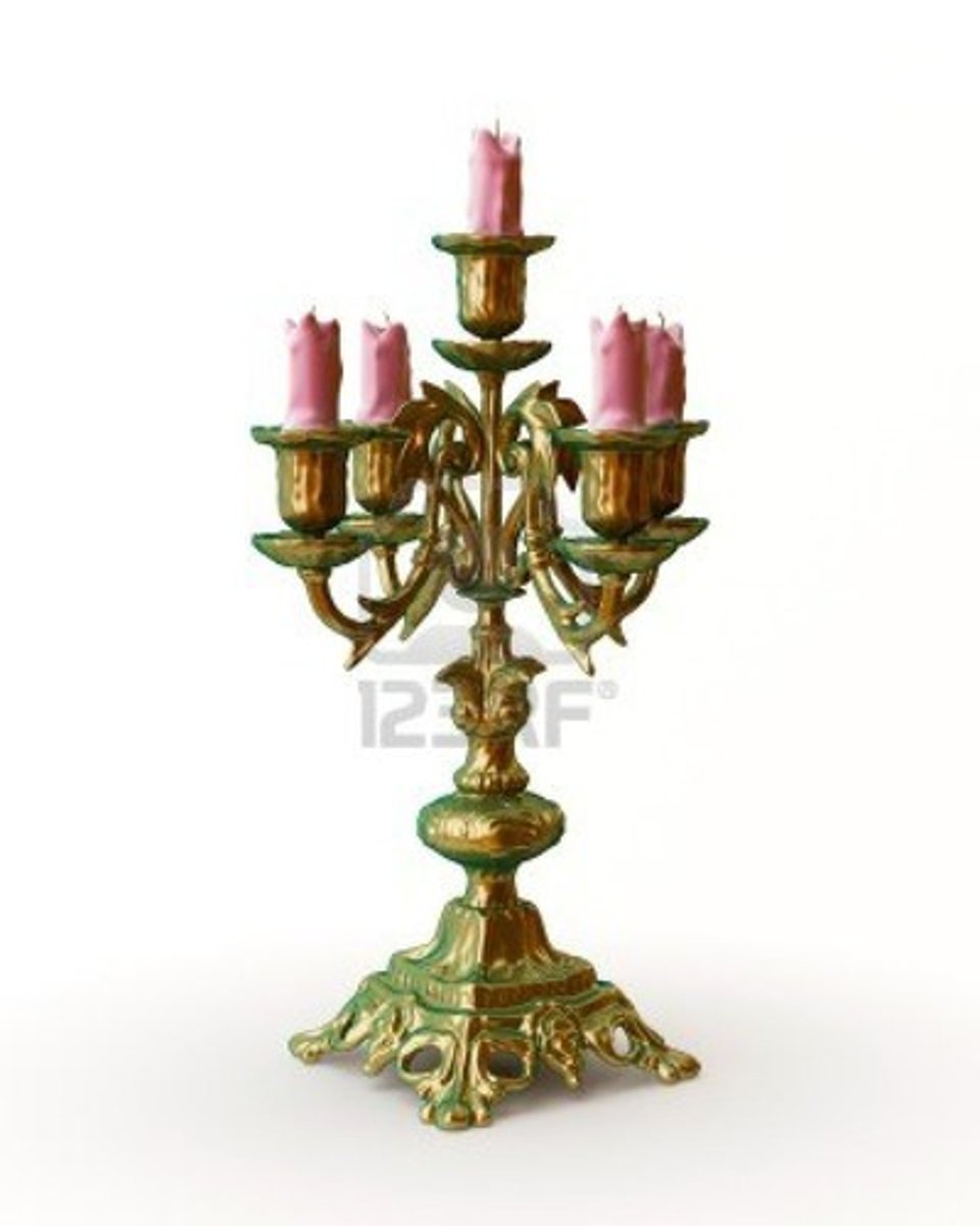 <p>Multiple candle holders supported on a decorative stand, which can be electrified</p>