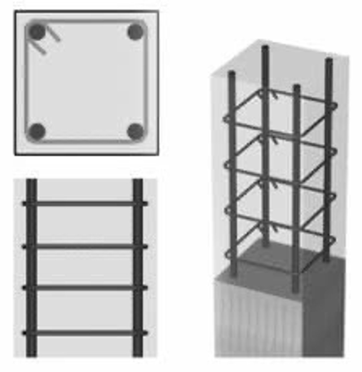 <p>a concrete column reinforced with vertical bars and individual lateral ties</p>