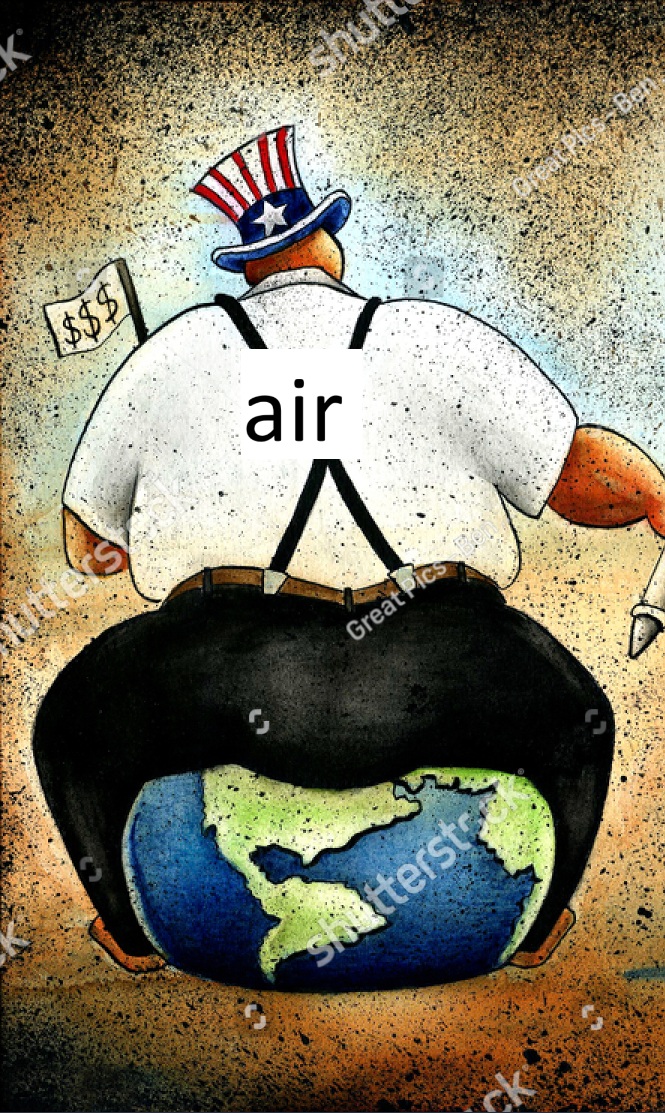 <p>The weight of the air pushing downwards onto Earth.</p>