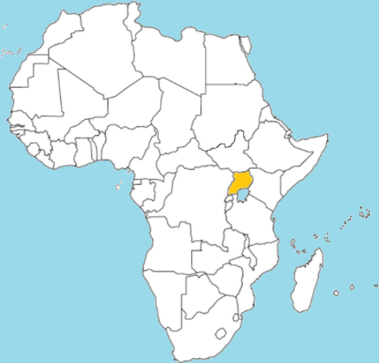 <p>Which of the following countries is labeled on the map?</p><p>A. Rwanda</p><p>B. Ugandi</p><p>C. Burundi</p><p>D. Uganda</p>