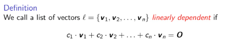 <p>What is the weight condition for linear dependence?</p>