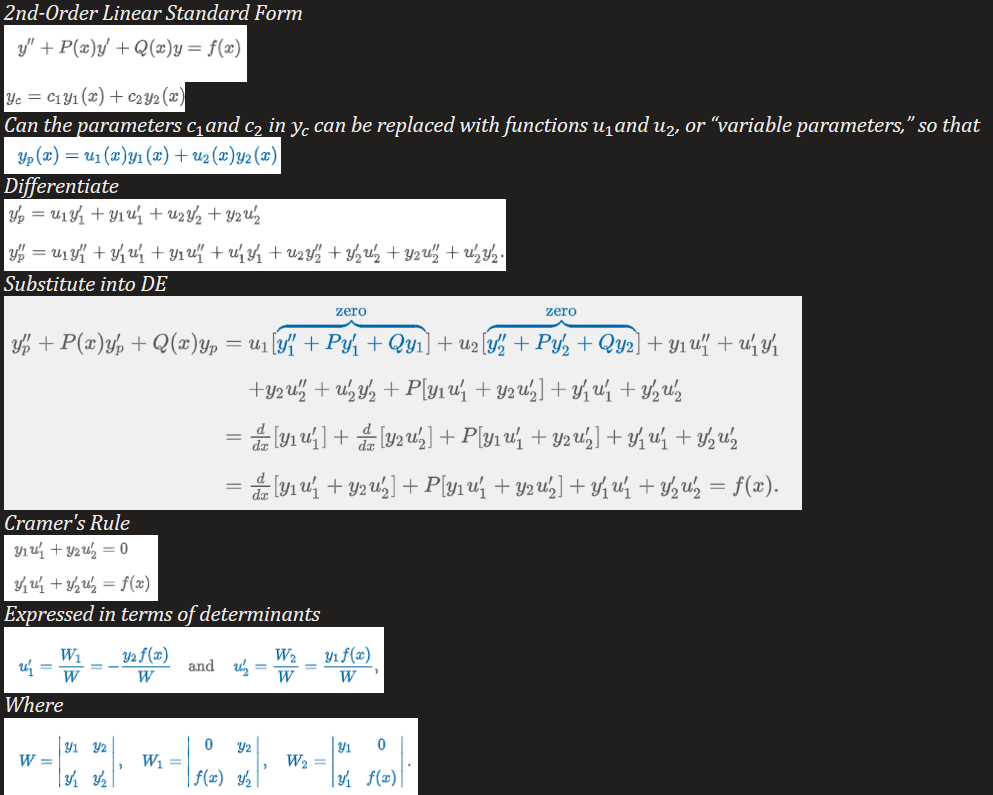 <p>Note: can be generalized to linear n<sup>th</sup>-order equations that have been put into standard form </p>