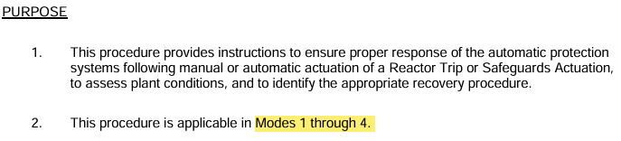 <p>Response to Reactor Trip and/or Safeguards</p><p>MODES 1-4</p>