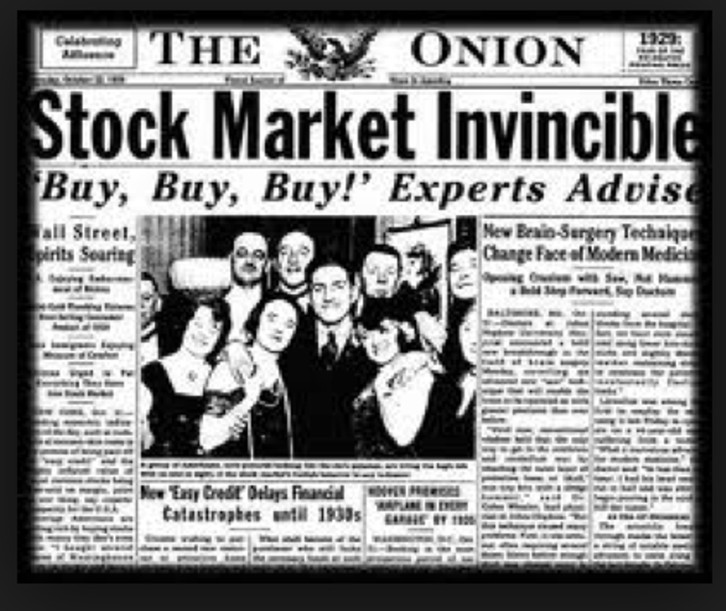 <p>People began buying stocks to make quick profits, ignoring the risks. Many began buying on margin - only paying a down payment and borrowing the rest to pay for the stock. Stock market continued to spiral upward based on inflated stock prices rather than the companies' actual worth - until the crash in 1929.</p>