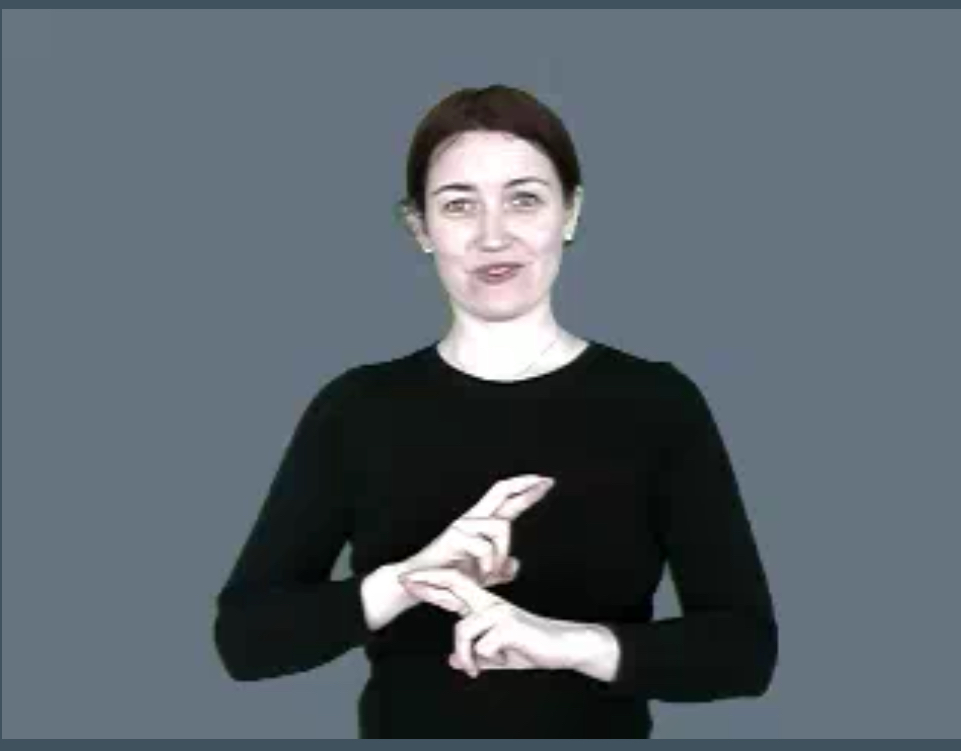 <p>R handshapes make a ^ or \\</p>