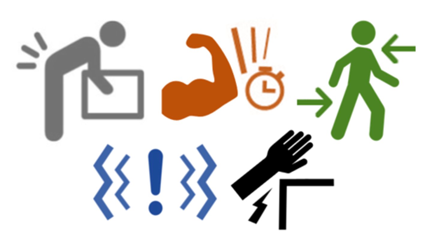 <p>workplace activities that cause wear &amp; tear on the body &amp; can result in numerous physical problems</p>