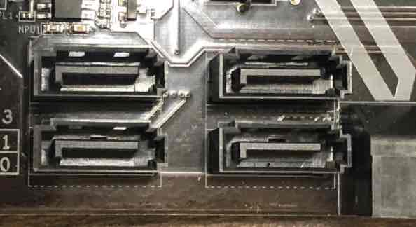 <p>Four motherboard connectors being shown in this picture are _____.</p>