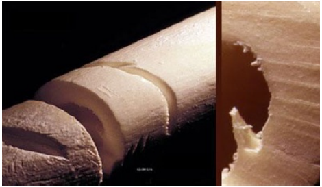 <p>defines as blade with teeth, working edge of saw blade contains projections (teeth) that acts like chisels, produce slicing/shaving actions </p>