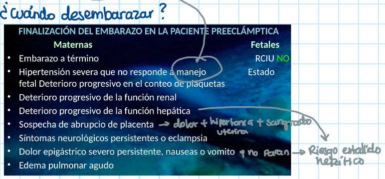 <p>En eclampsia siempre</p><p></p><p>resumen: cuando la vida de la madre etsa en riesgo o el embarazo ya está a término</p>