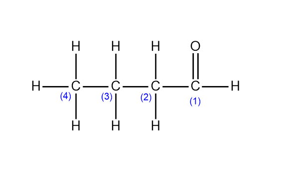 <p>carbonyl group (=O) attached to a TERMINAL carbon, e.g. butanal</p>
