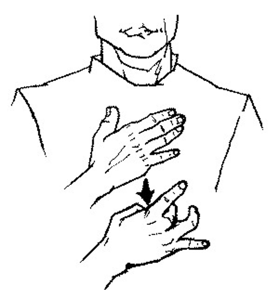 <p>Starting with dominant hand B handshape on chest, bring middle finger and thumb together; move hand away from chest.</p>