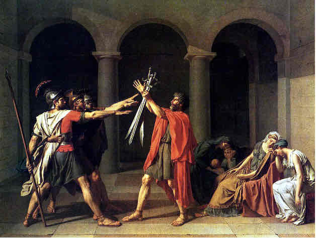 <p>Jacques-Louis David, 1784 CE, oil on canvas</p>