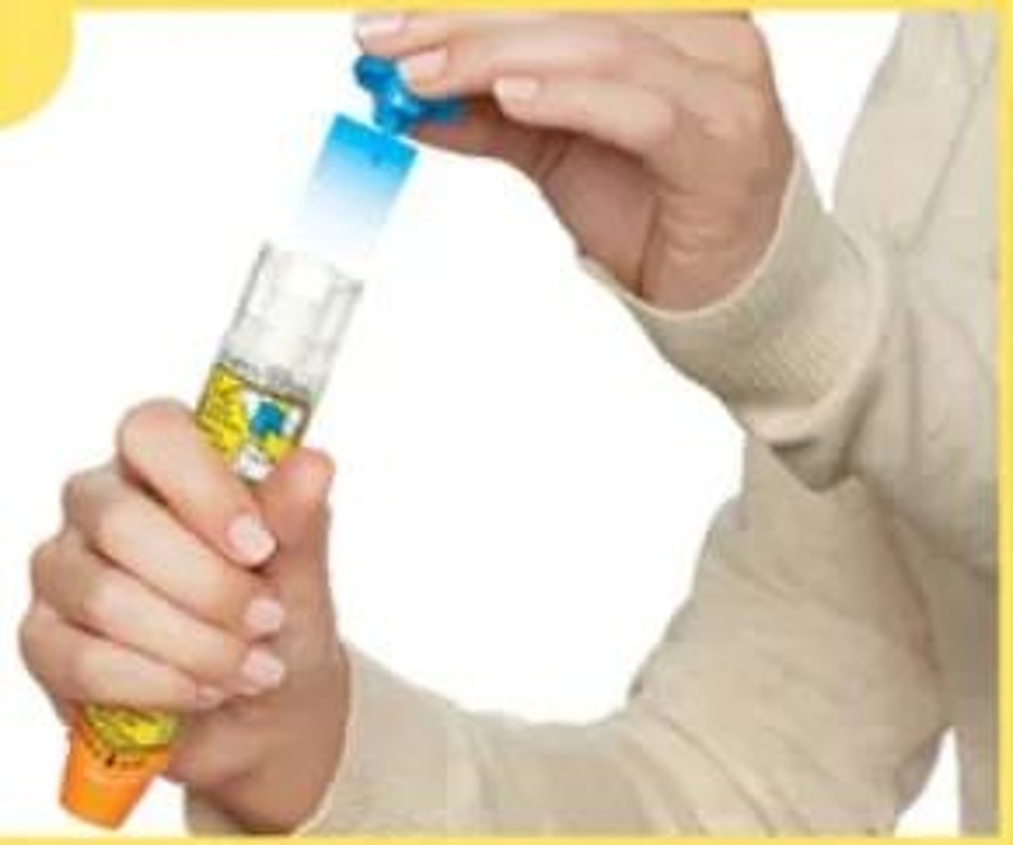 <p>Recognize the emergency, call 911. Ask if person has an EpiPen. Put on gloves. Remove safety cap from EpiPen. Press EpiPen midway between hip and knee. Hold for 5 seconds. Rub injection site for 10 seconds. Note time of injection. Stay with person until advanced help arrives.</p>