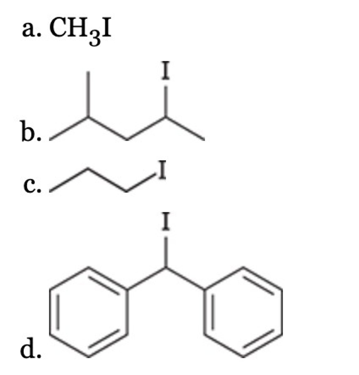 <p>Which substrate undergoes the fastest solvolysis reaction with methanol (CH3OH)?</p>