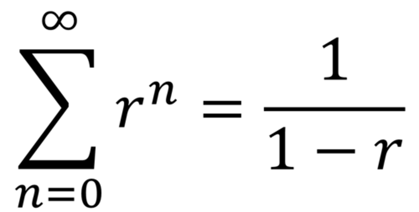 <p>*convergent when |r| &lt; 1</p><p>*divergent when |r| ≥ 1</p>