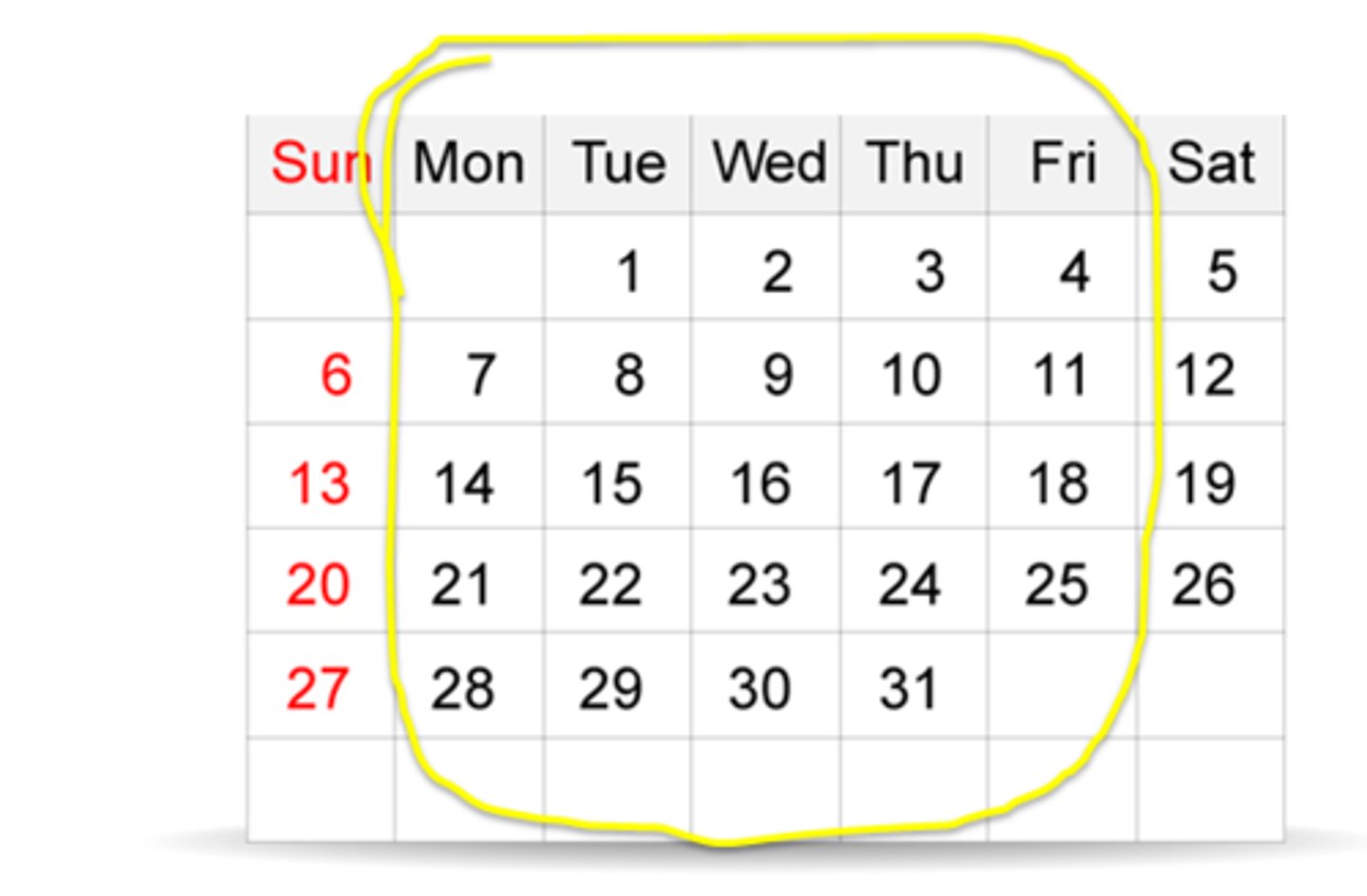 <p>平日</p><p>weekday</p>