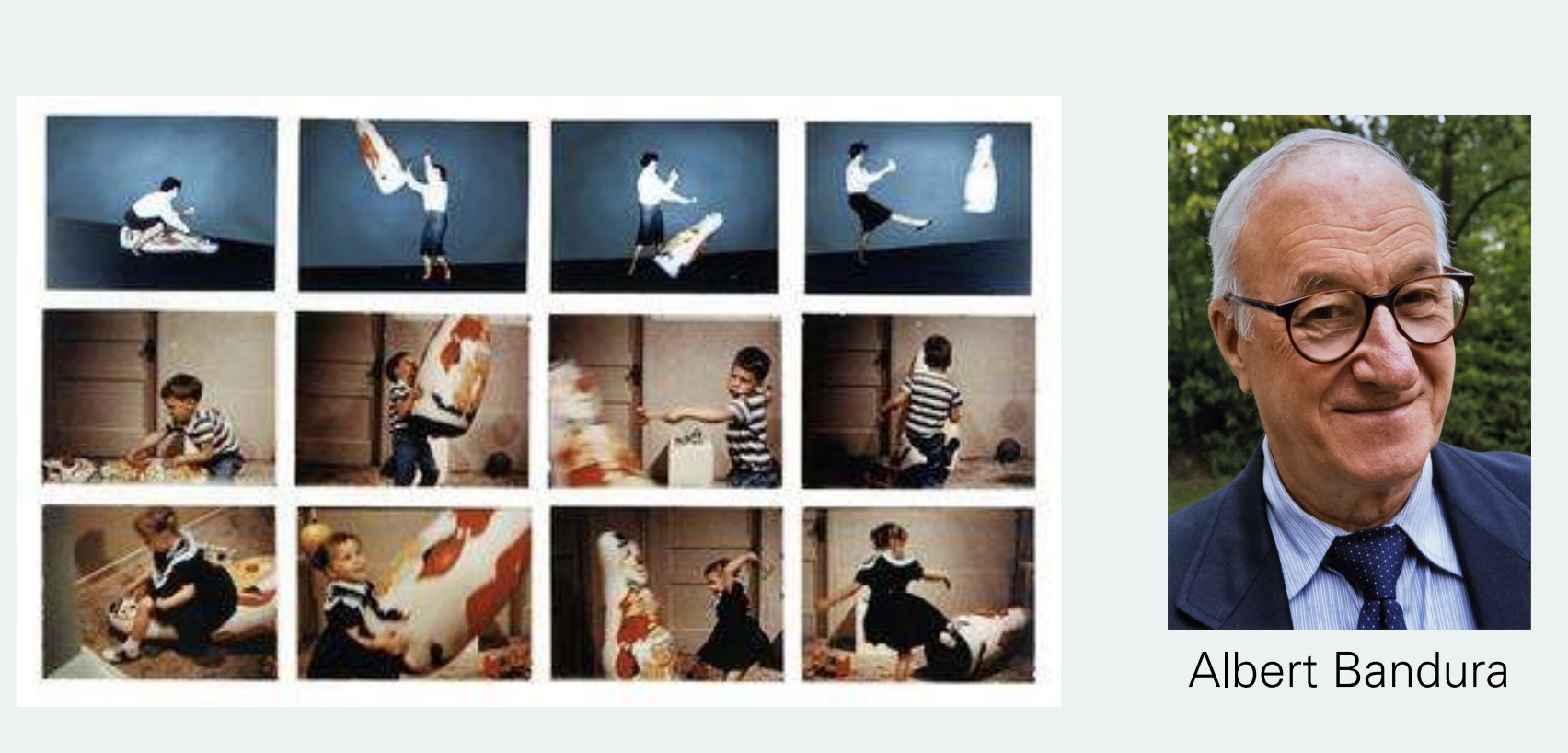 <p>-psychologist and researcher; Social Learning Theory</p><p>-”Bobo Doll” experiment: 1960’s, showed how learn and why engage in some behaviors, “observational learning”</p>