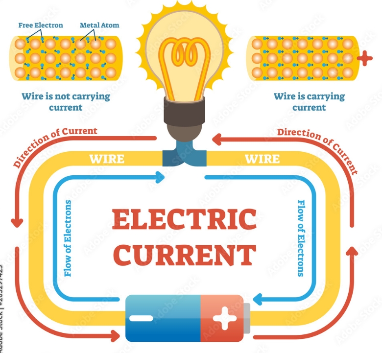 <p>the flow of electricity in a circuit.</p>