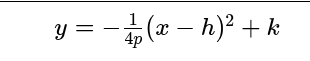 <p>y= -1/4p (x-h)<sup>2</sup>+k</p>