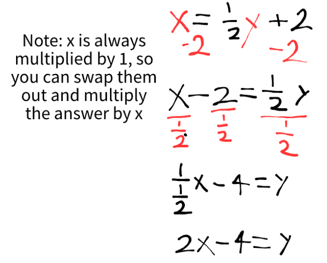 <p>f<sup>-1</sup>(x) = 2x - 4</p>