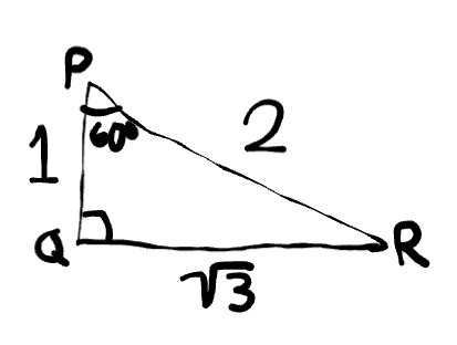<p>Identify the side that is opposite to 60°</p>