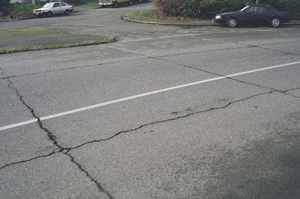 <p>occurs on asphalt surface over a JOINTED concrete slab along transverse and longitudinal joints, where pavements are WIDENED, caused by moisture and movement in concrete slab </p>