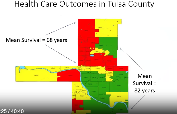 <p>Tulsa county - 14 year longer than North Tulsa, Northeast, and West Tulsa - that has to do with access of care, race, income…</p>