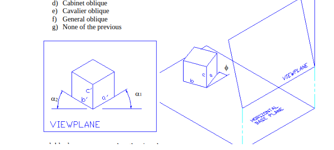 <p>6. (See both figures above) If the sight lines are perpendicular to the viewplane, beta = 40˚, and</p><p>phi = 35˚ initially, which of the following is true about the scaling variables s1 and s2</p><p>relating object edge lengths (projected/actual – see formulas) as phi is increased from 35˚ to</p><p>55˚?</p><p>a) s1 will decrease and s2 will increase</p><p>b) s1 will decrease and s2 will decrease</p><p>c) s1 will increase and s2 will decrease</p><p>d) s1 will increase and s2 will increase</p><p>e) one cannot make a judgment on the previous conditions 1–4 due to insufficient</p><p>information</p>