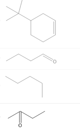 <p><span>Which of the following is <strong>not</strong> a proper bond-line structure? Select the best answer</span></p>