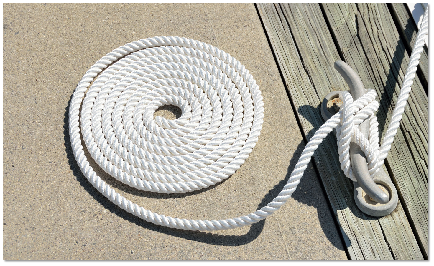 <p>coiling a line FLAT on deck</p>