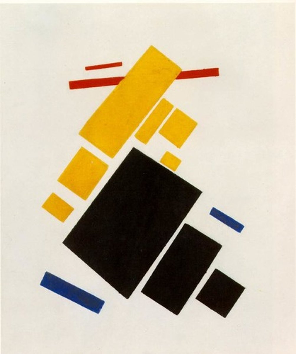 <p>contributes to the dynamic nature of the shapes in Kazimir Malevich's "Dynamic Suprematism"</p>