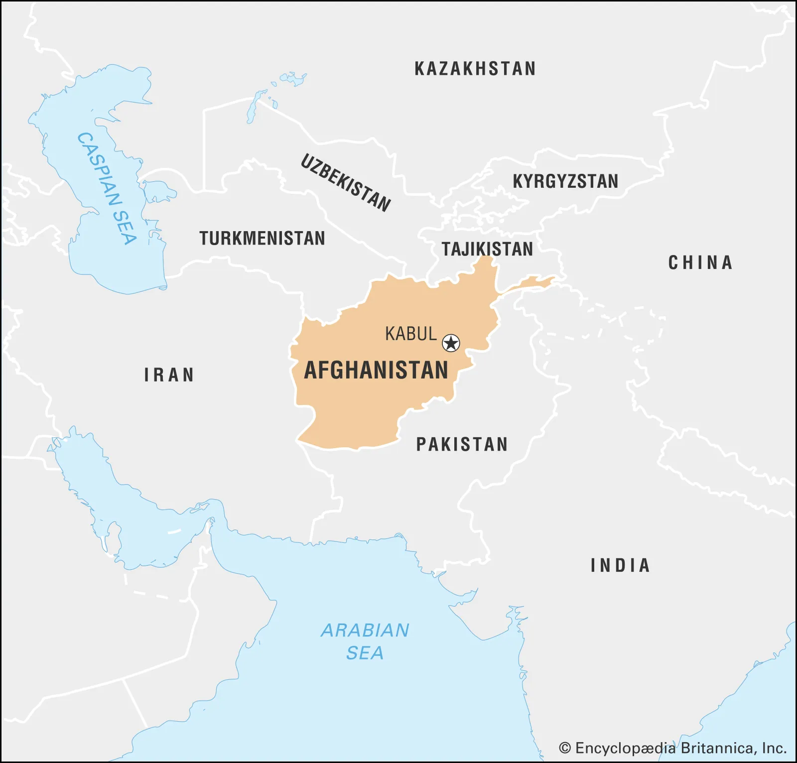 <p>Landlocked country bordered by Iran and Pakistan</p>