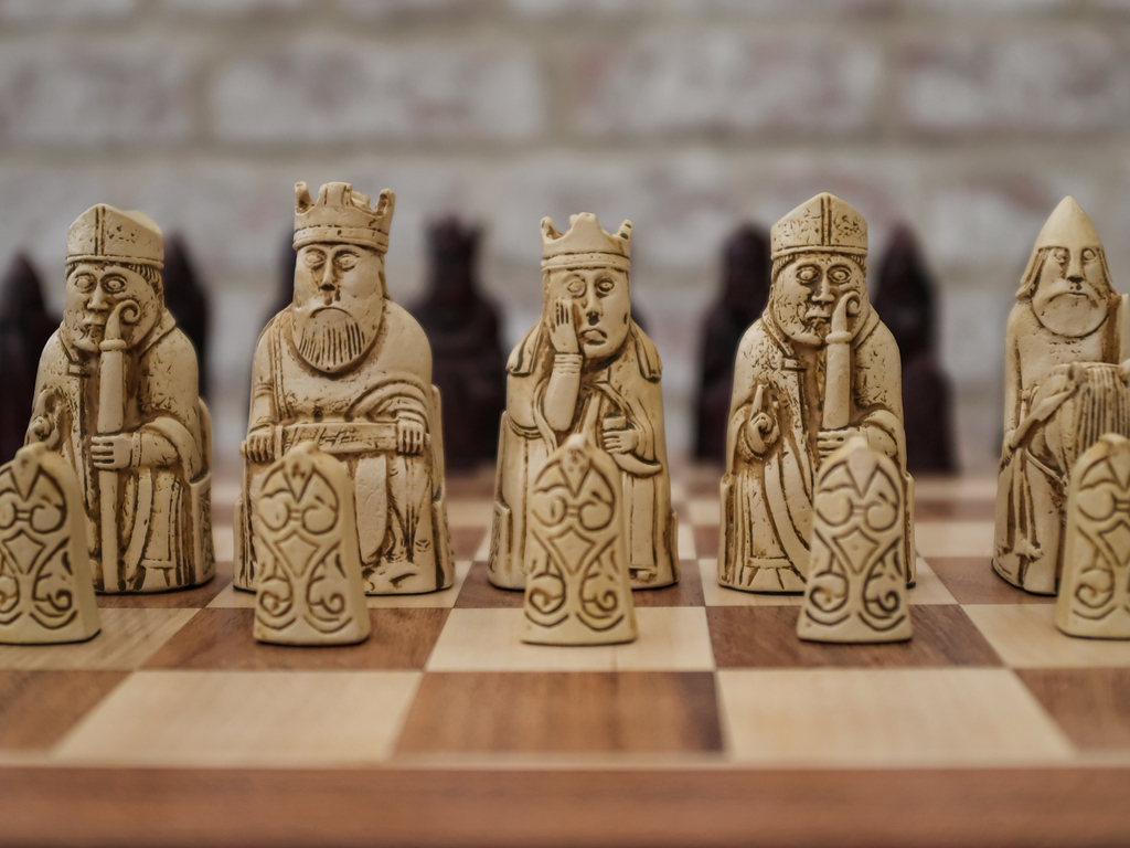 Lewis chess pieces, late 12th – early 13th century, Norway, walrus ivory and whale tooth, 2”– 4”