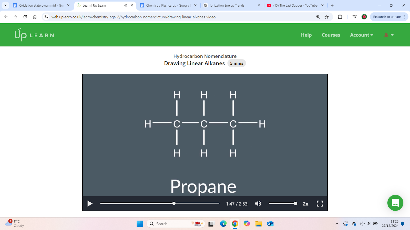 <p>Identify the longest chain – The prefix (e.g., "prop-") tells you the number of carbon atoms. Draw them in a straight line.</p><p>Determine the bond type – The suffix ("-ane") indicates single bonds. Connect the carbon atoms with single lines (C-C-C).</p><p>Add hydrogen atoms – Ensure each carbon forms 4 bonds by adding hydrogen atoms where needed.</p><p></p>