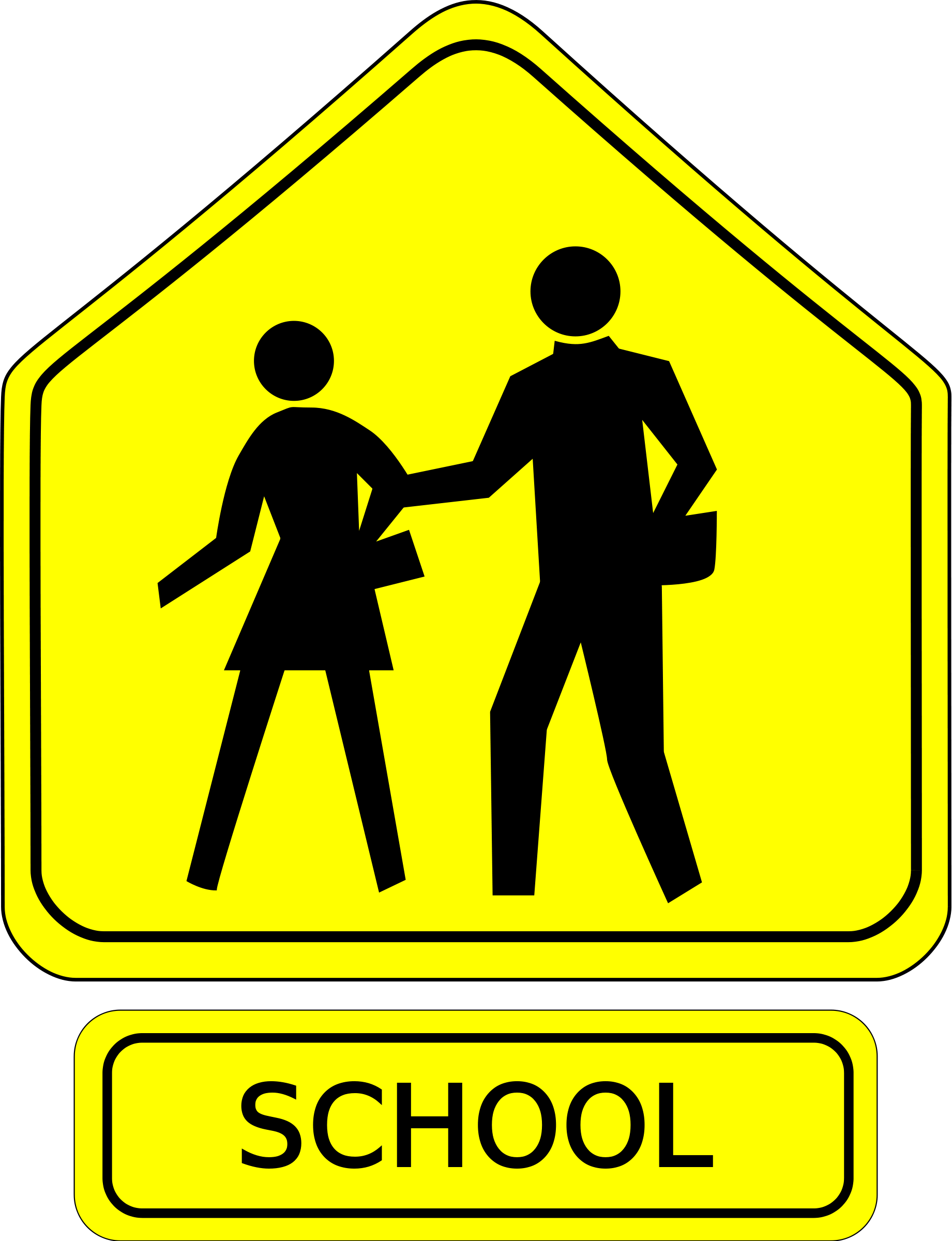 <p>Yellow pentagon, approaching a school zone</p>