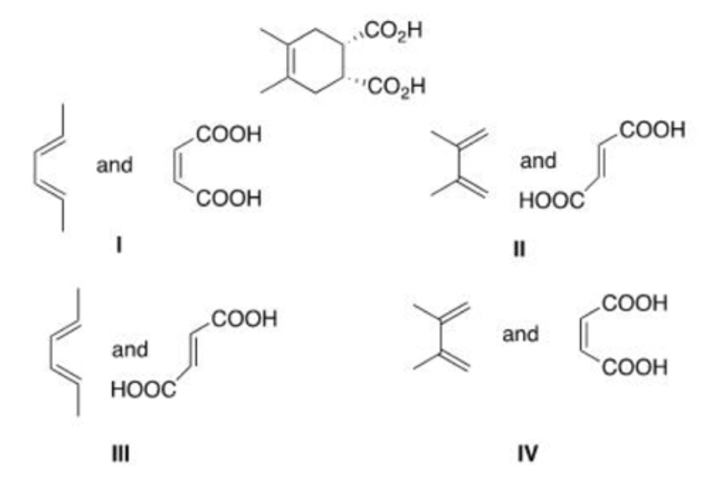 <p>What diene and dienophile are used in a Diels-Alder reaction to prepare the following compound?</p>