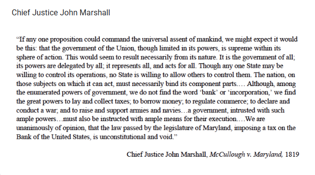 <p>Which of the following did NOT result from the Supreme Court ruling above or similar rulings by the Supreme Court in the early 1800s?</p><p><br></p>