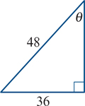 <p>find the unknown angle θ, correct to one decimal place</p>