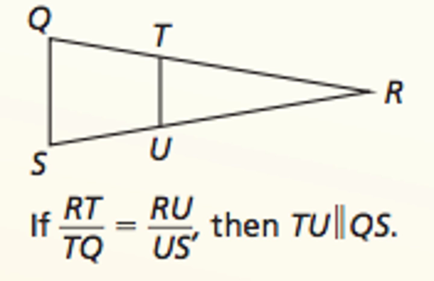 <p>If a line divides two sides of a triangle proportionally, then it is parallel to the third side.</p>