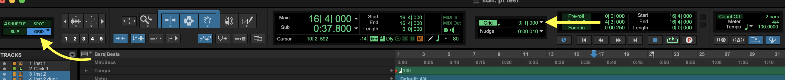 <p>Click on the Grid value dropdown menu at the center top of the Edit window.</p>