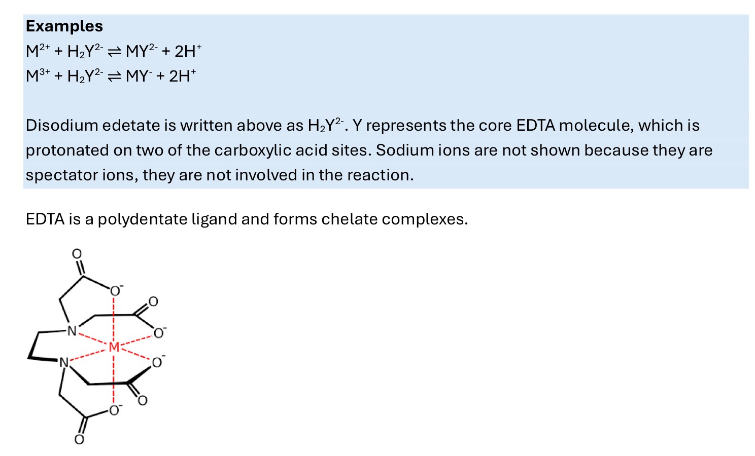 <p>-a reaction where a complex is formed as a result of a metal ion and chelating agent reacting</p>